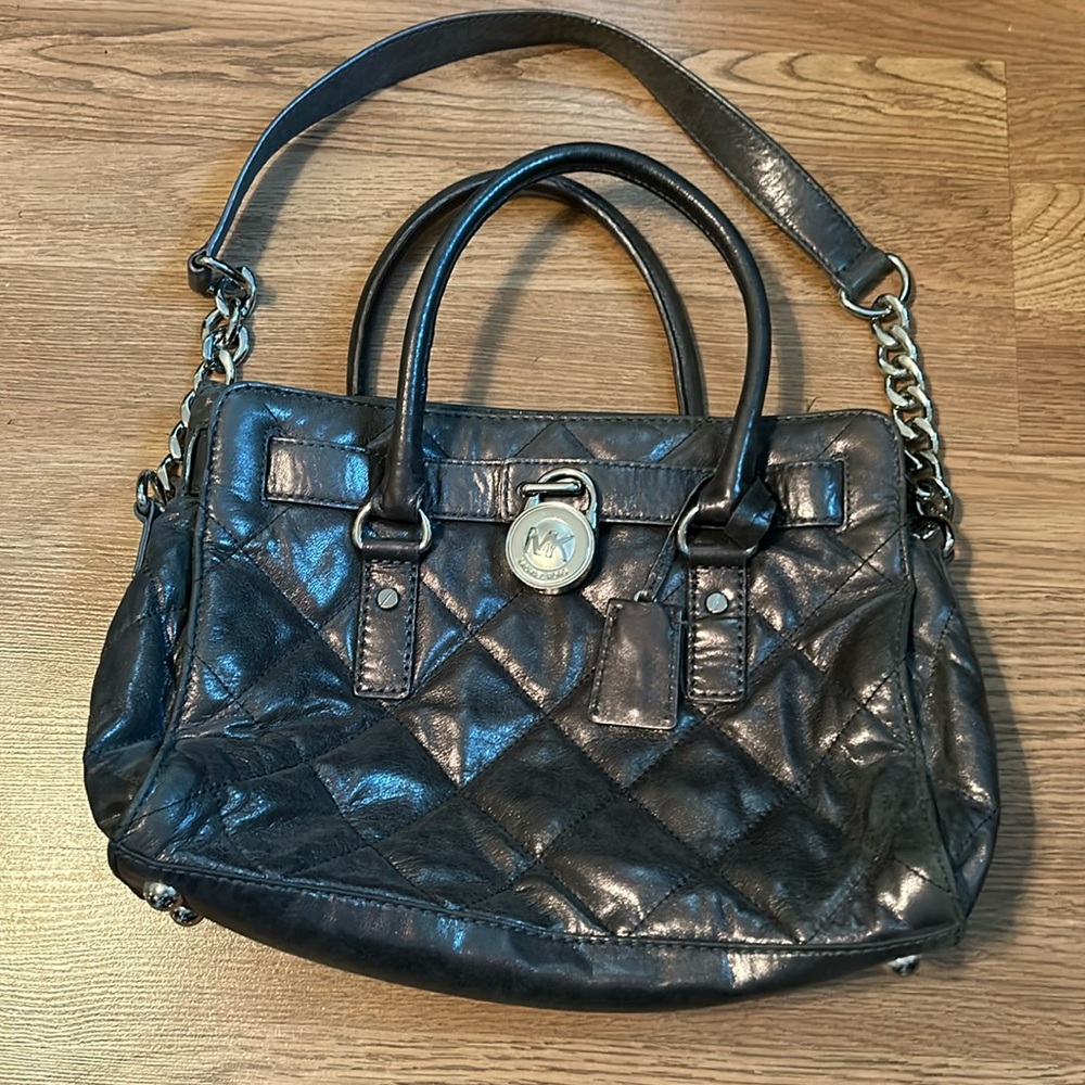 Womens Michael Kors Hamilton Quilted Slate Gray Shoulder Bag